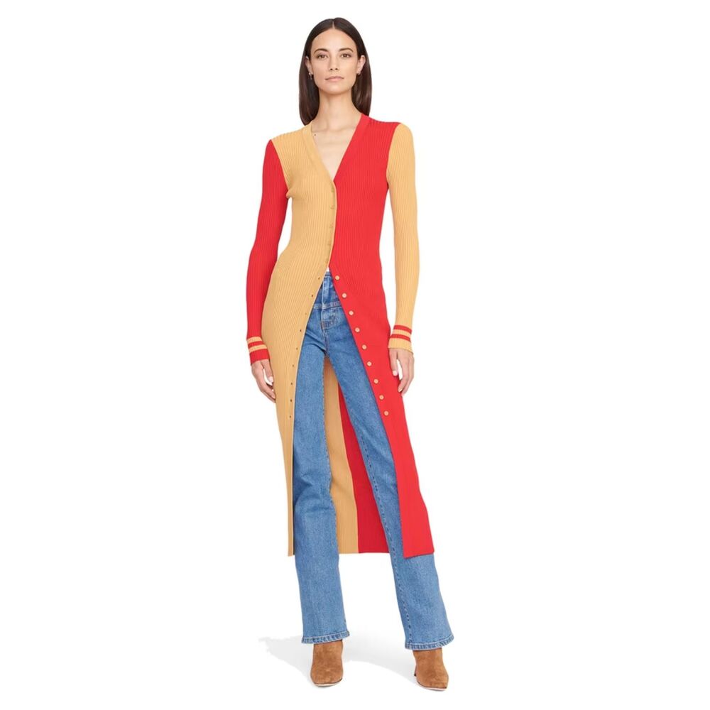 STAUD Gold/Scarlet San Francisco 49ers Shoko Knit Button-Up Sweater Dress - Picture 2 of 7